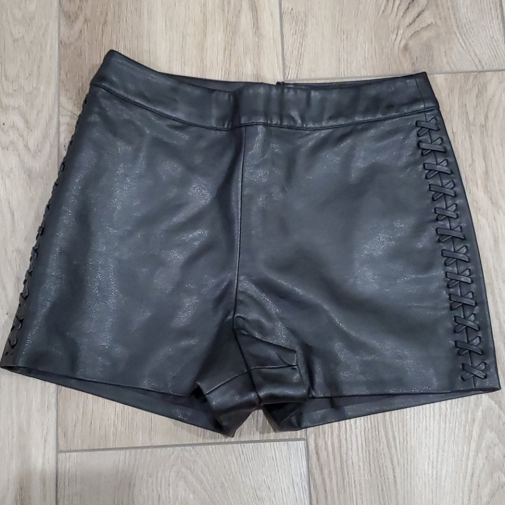 Top Shop high waisted faux leather shorts, size 4